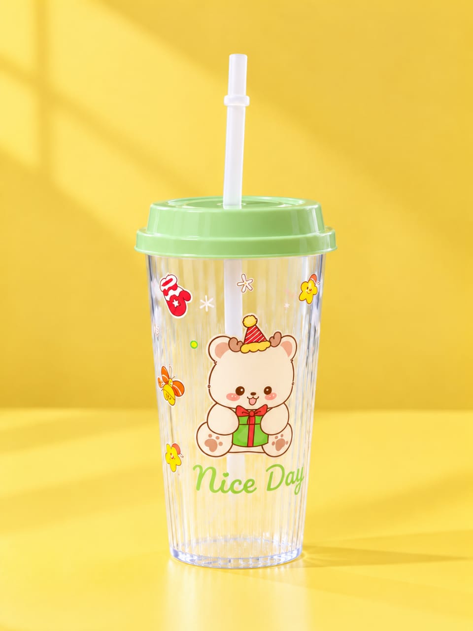 Helpful Kawaii Bear Sipper Cup with Lid & Straw