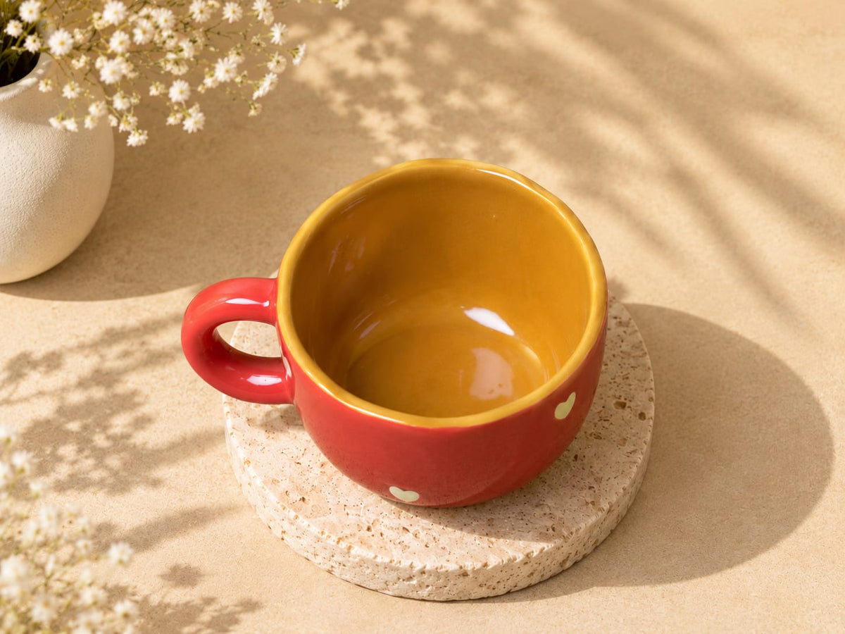 Red Heart Cappuccino Mug