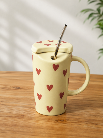 The Heart Mug with Lid & Straw