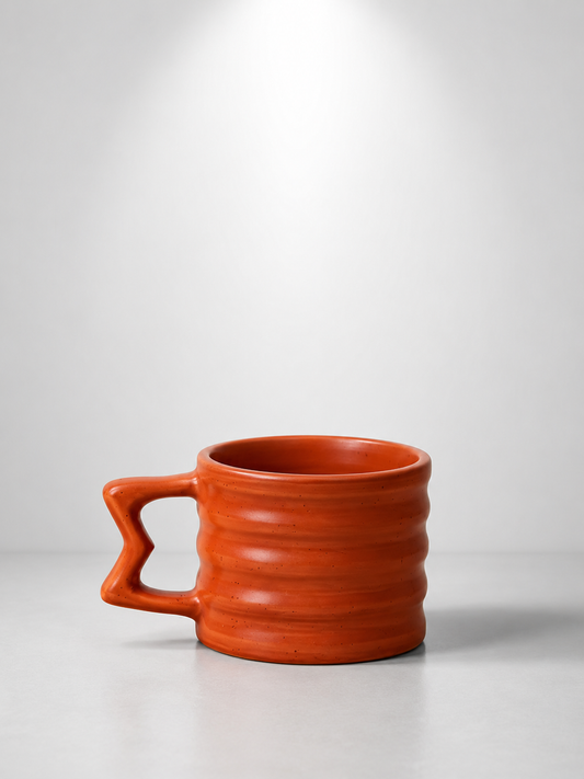 The Terracotta Clay Ripple Mug 200ml | Set of 2