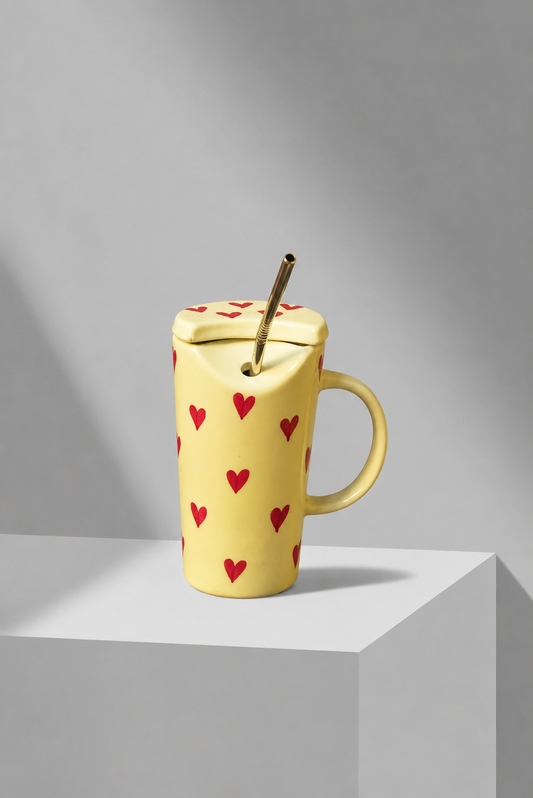 The Heart Mug with Lid & Straw