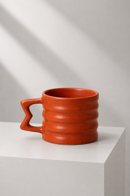 The Terracotta Clay Ripple Mug 200ml | Set of 2
