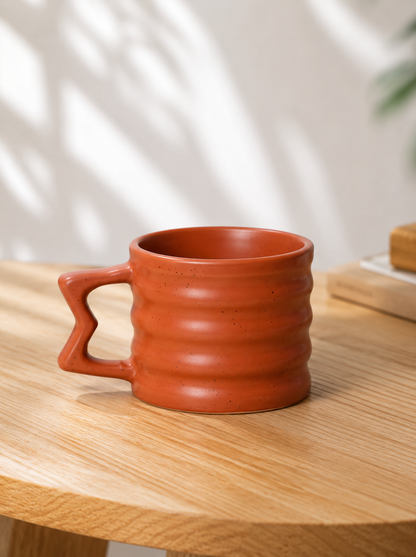 The Terracotta Clay Ripple Mug 200ml | Set of 2