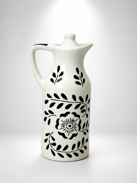 FLORAL CERAMIC OIL DISPENSER