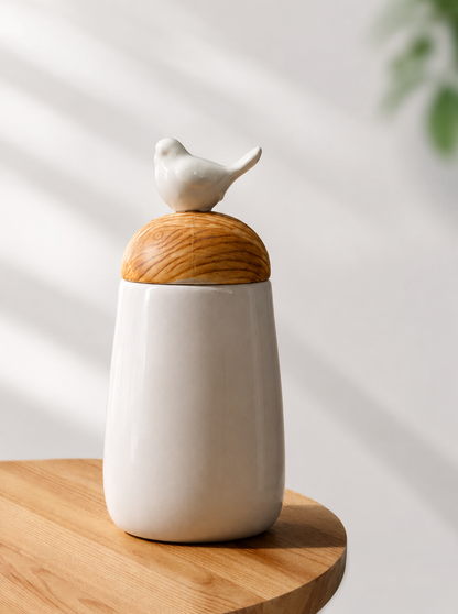 The Helpful Nordic Bird Ceramic Container 500ml