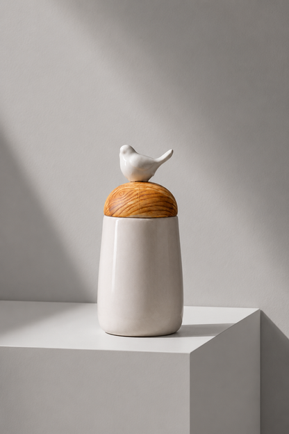 The Helpful Nordic Bird Ceramic Container 500ml