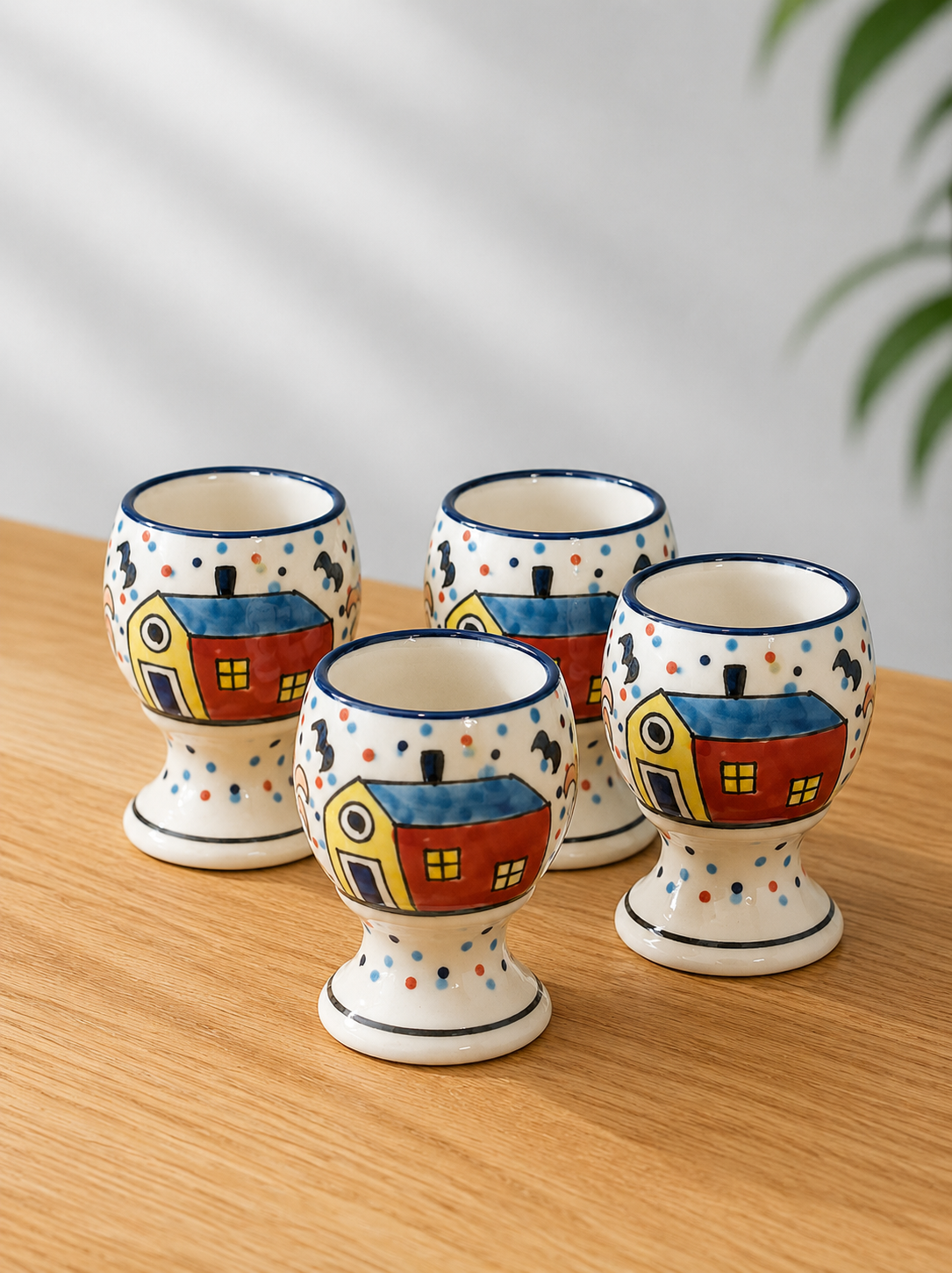 The Morning Hut Ceramic Surahi Pitcher With 4 Matching Glasses