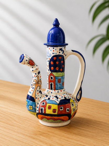 The Morning Hut Ceramic Surahi Pitcher With 4 Matching Glasses