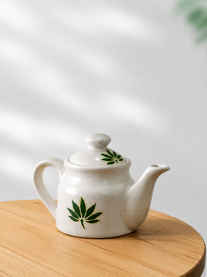The Kerala Morning Serveware Ceramic Tea Kettle Set with 2 Cups (150ml), 1 Kettle (400ml) & 1 Tray