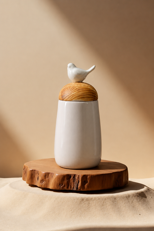 The Helpful Nordic Bird Ceramic Container 500ml