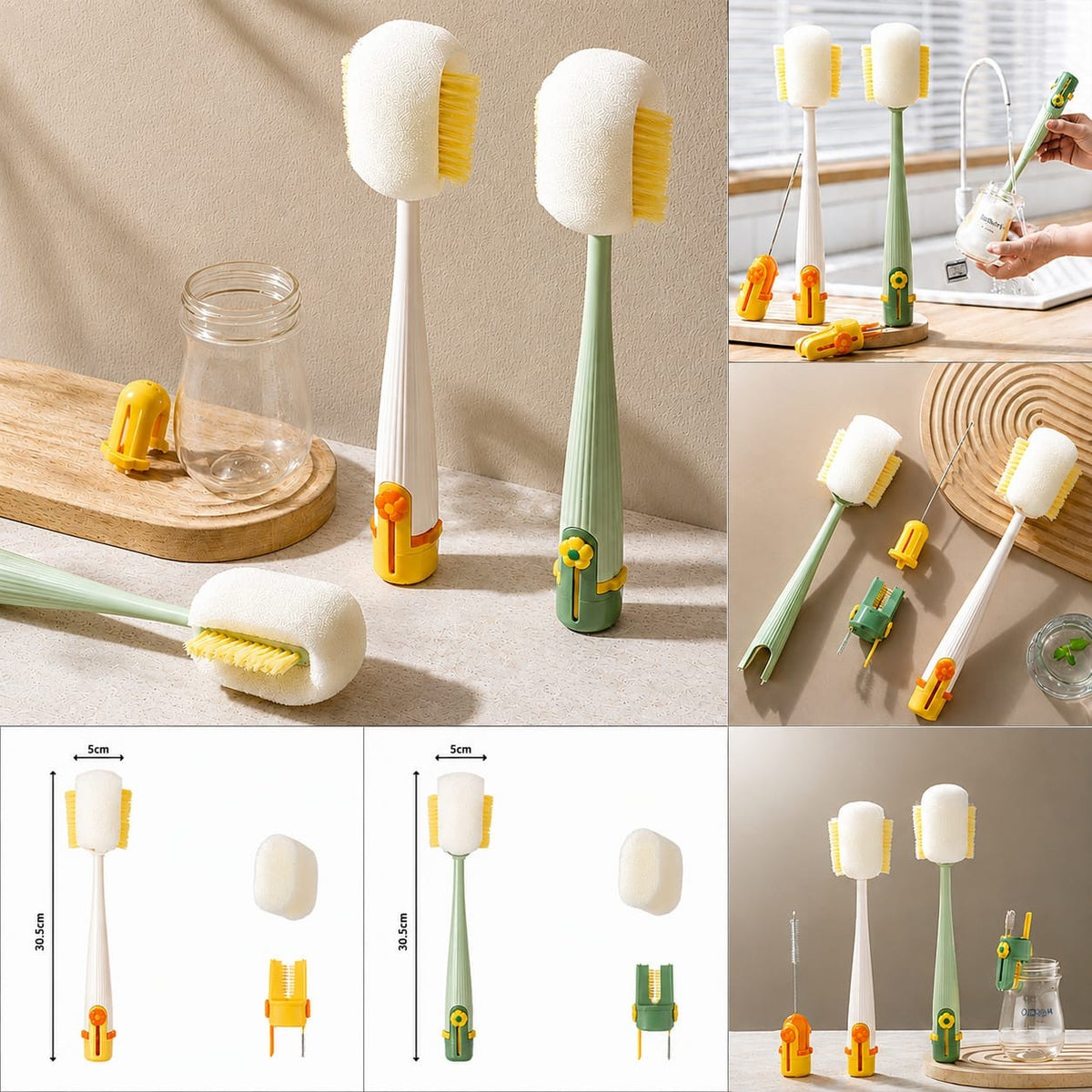 The Helpful 5-in-1 Bottle & Cup Cleaning Brush Set