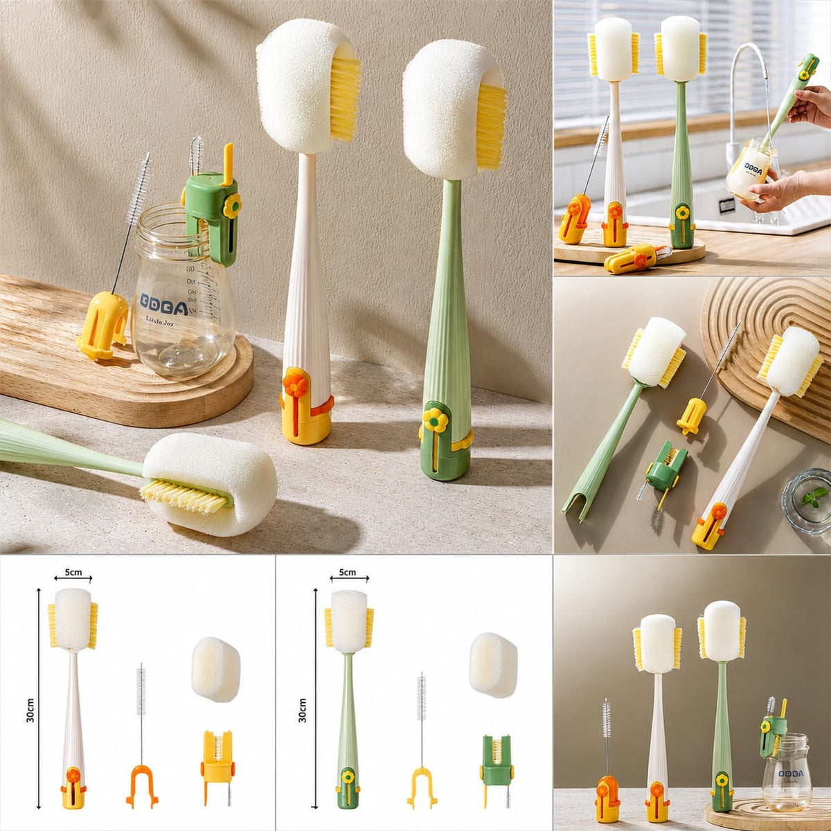 The Helpful 5-in-1 Bottle & Cup Cleaning Brush Set