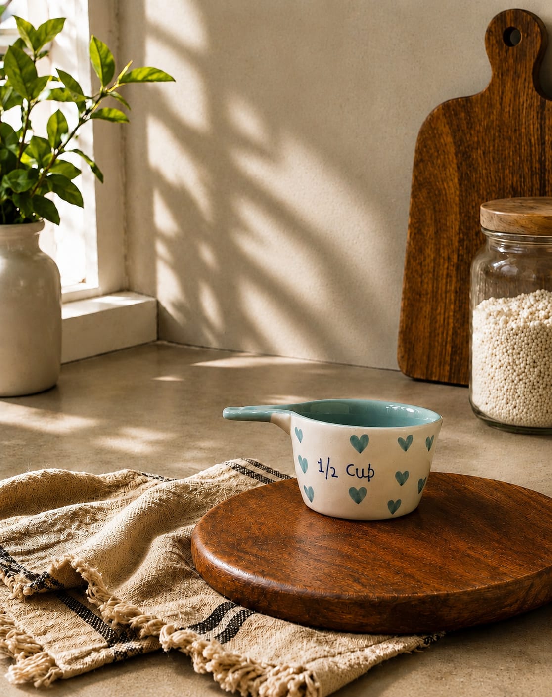 The Helpful Heart Print Ceramic Measuring Cups (Set of 4)
