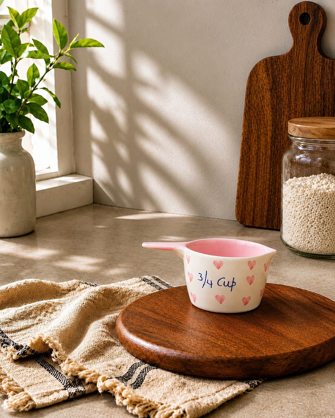 The Helpful Heart Print Ceramic Measuring Cups (Set of 4)
