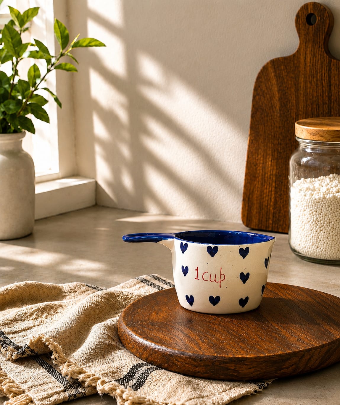 The Helpful Heart Print Ceramic Measuring Cups (Set of 4)