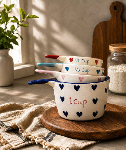 The Helpful Heart Print Ceramic Measuring Cups (Set of 4)