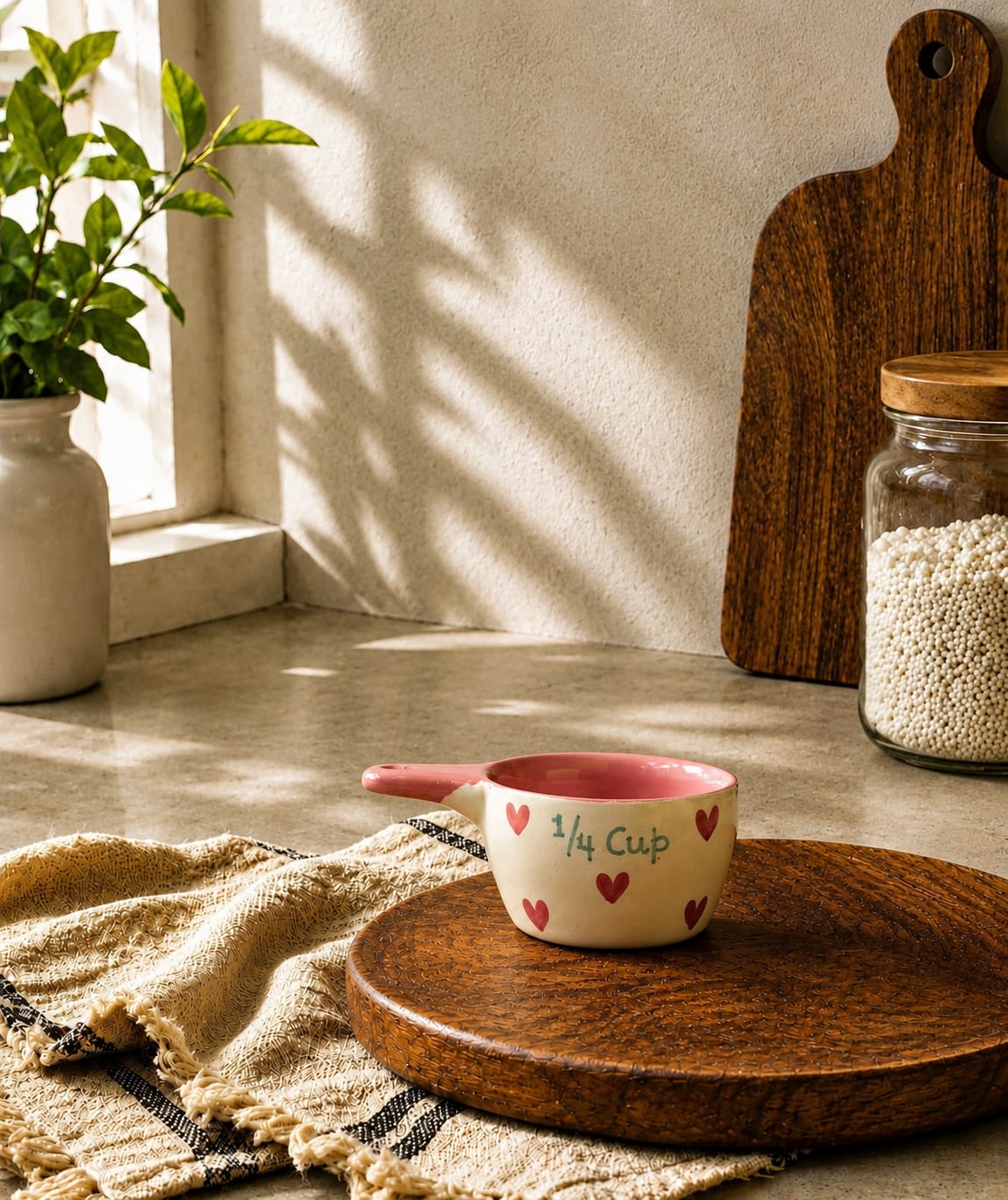 The Helpful Heart Print Ceramic Measuring Cups (Set of 4)