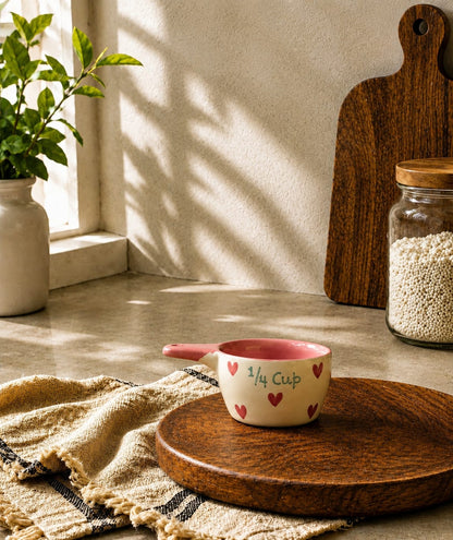 The Helpful Heart Print Ceramic Measuring Cups (Set of 4)