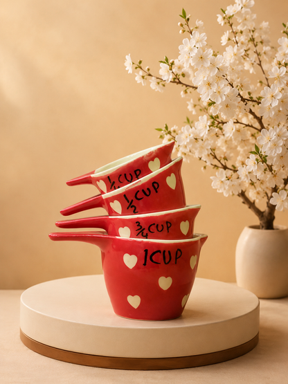 The Helpful Ceramic Measuring Cup Set – Handmade & Hand-Painted | Khurja Ceramics | Set of 4