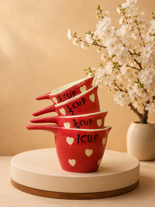 The Helpful Ceramic Measuring Cup Set – Handmade & Hand-Painted | Khurja Ceramics | Set of 4