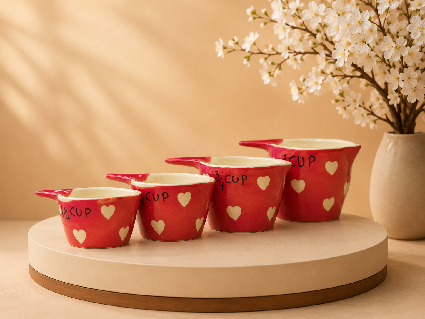The Helpful Ceramic Measuring Cup Set – Handmade & Hand-Painted | Khurja Ceramics | Set of 4