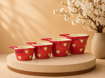The Helpful Ceramic Measuring Cup Set – Handmade & Hand-Painted | Khurja Ceramics | Set of 4