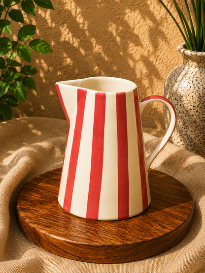 The Helpful Striped Ceramic Pitcher – 2.5L