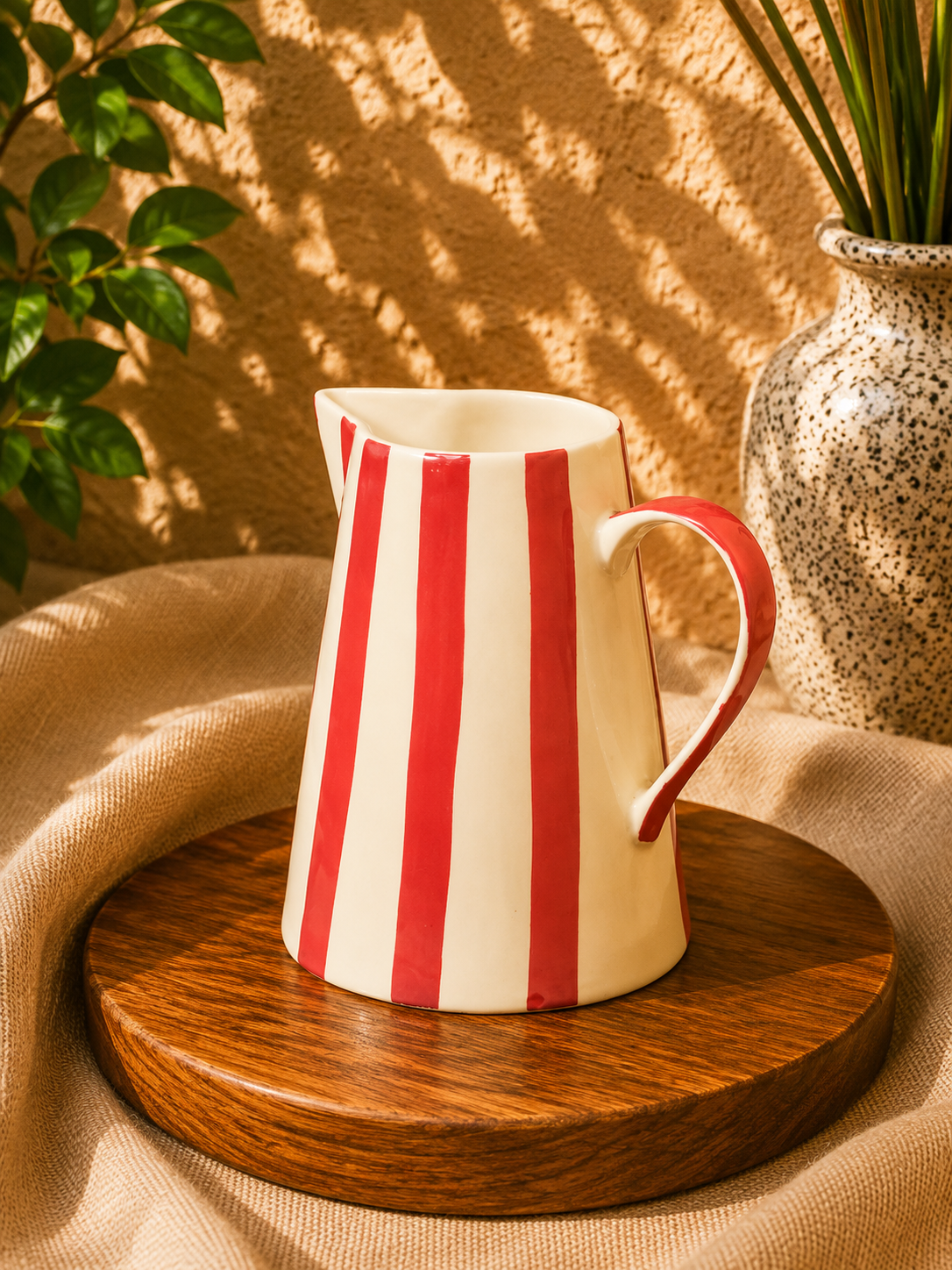 The Helpful Striped Ceramic Pitcher – 2.5L
