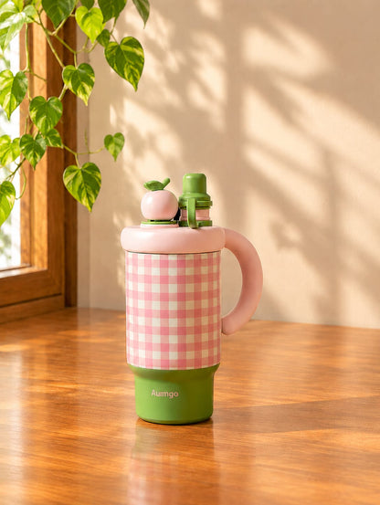Gingham Tumbler with Straw, Handle & Infuser