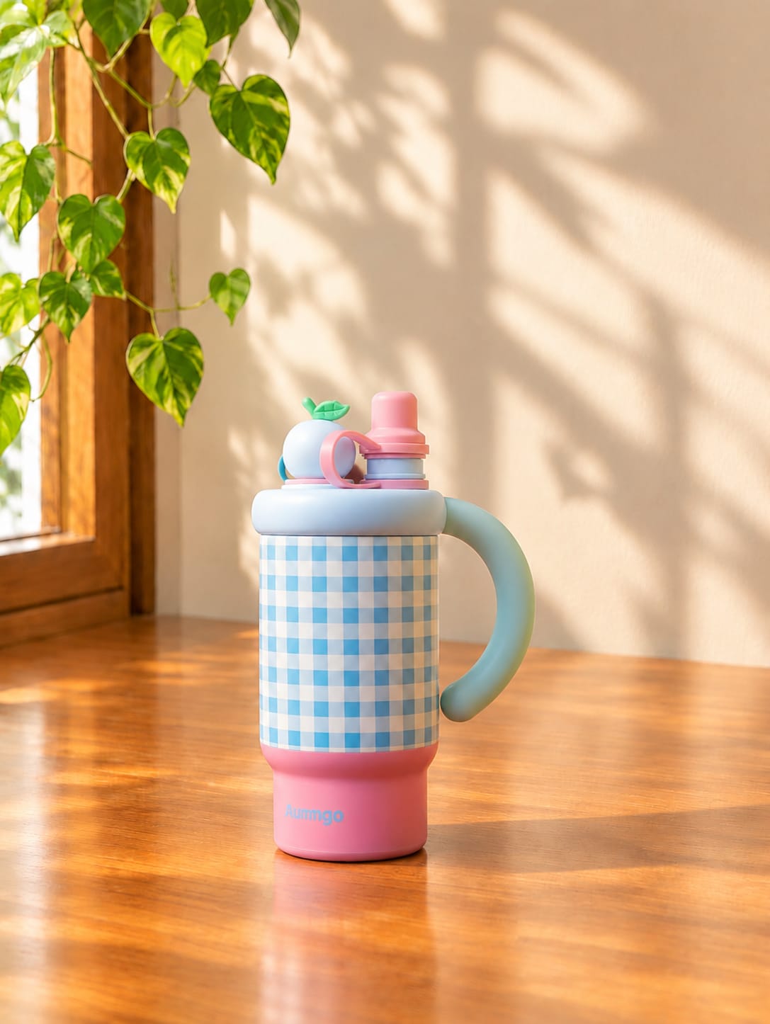 Gingham Tumbler with Straw, Handle & Infuser