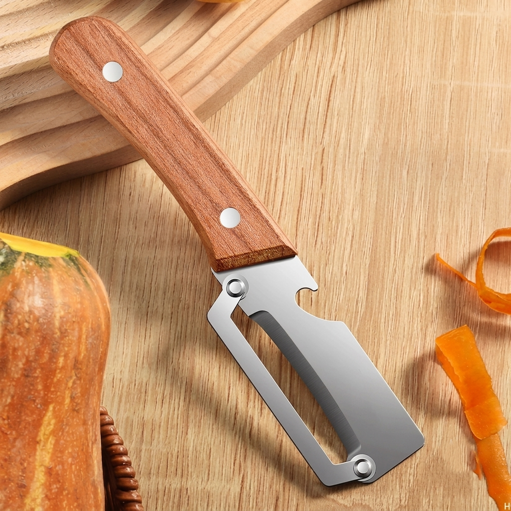 The Helpful Multi-Function Wooden Handle Peeler & Bottle Opener