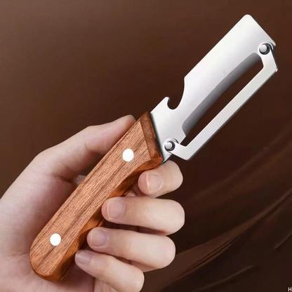 The Helpful Multi-Function Wooden Handle Peeler & Bottle Opener