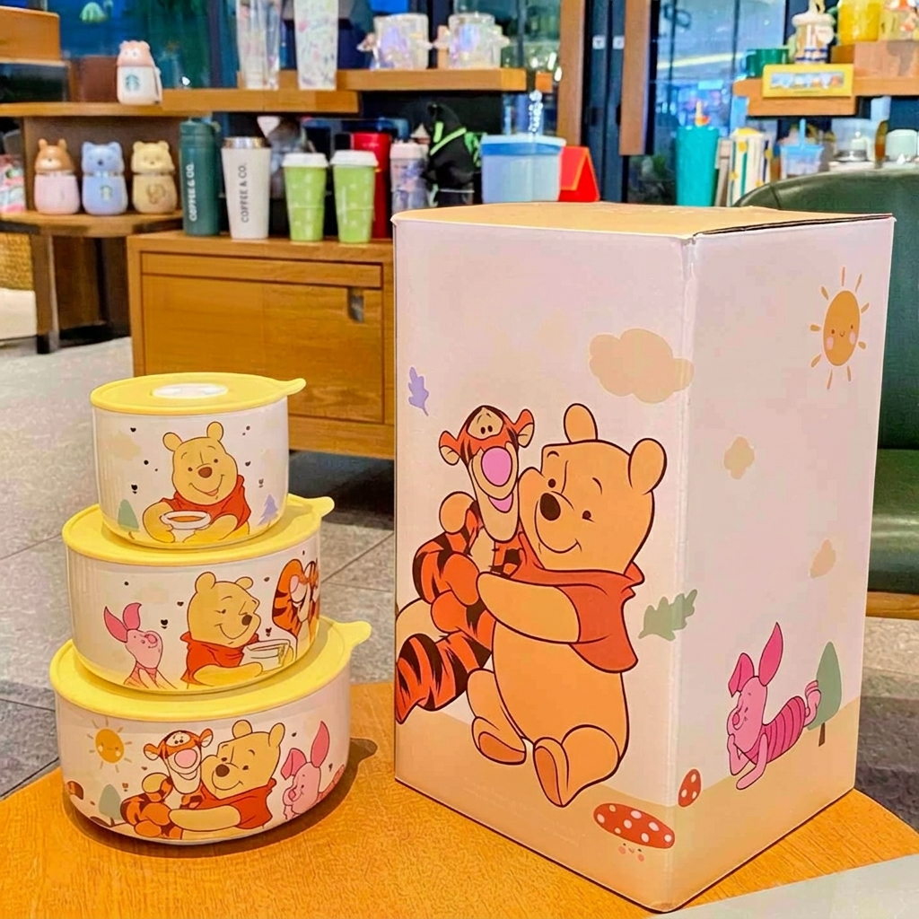 The Helpful Pooh & Friends Ceramic Bowl Set with Lids