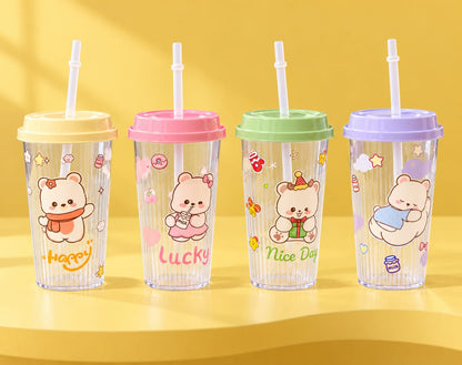 Helpful Kawaii Bear Sipper Cup with Lid & Straw