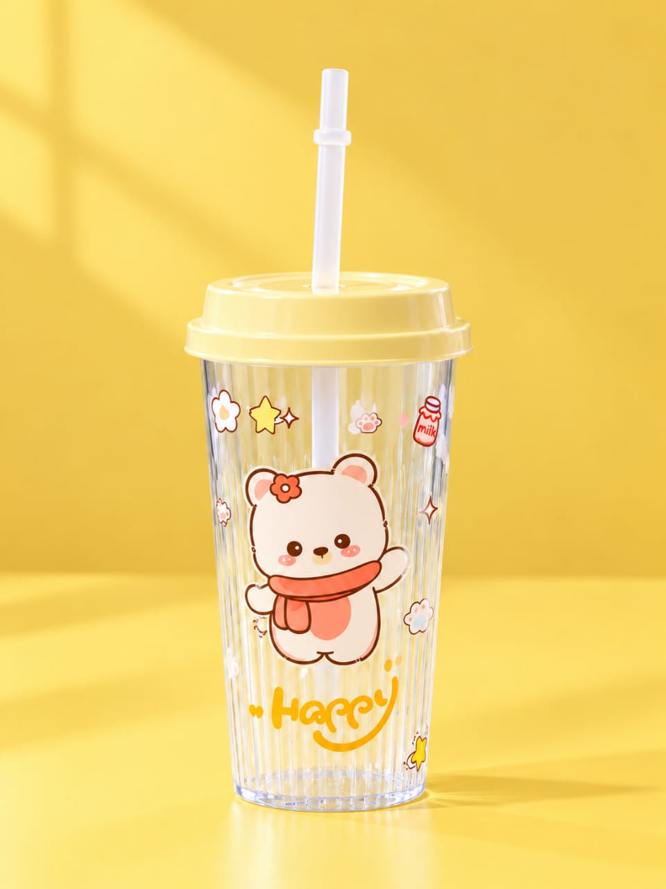 Helpful Kawaii Bear Sipper Cup with Lid & Straw