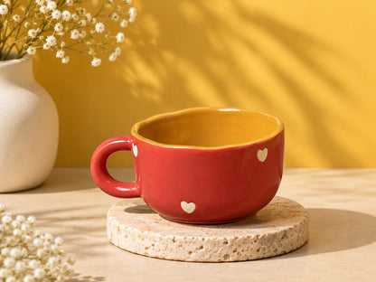 Red Heart Cappuccino Mug